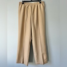 Alfred Dunner Classics Womens Petite Tan Straight Mid Rise Pull-On Pant Size 14