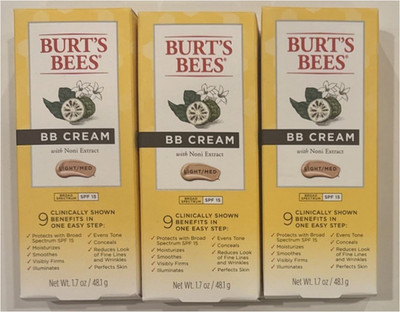 3 BRAND NEW Burts Bees BB Cream 1.7 oz SPF 15 (Light/Medium) Light Exp. 1/26
