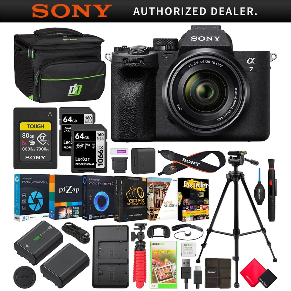 Sony a7 IV Mirrorless Full Frame Camera + 28-70mm Lens Photo Video 208GB Bundle