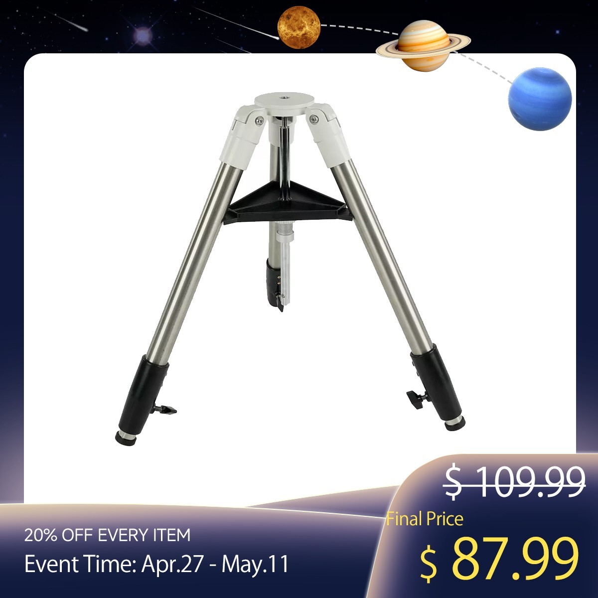 SV225T Aluminum Tripod Sturdy Extendable Compatible with SV225 Alt-Azimuth Mount