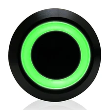 19mm Momentary Black Anodized Buttons /LED Blue or GN Ring Johnny Law Motors