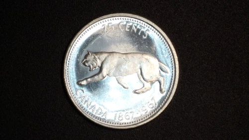 BU Silver Canada 1967 Centennial Lynx Quarter - 25 Cents