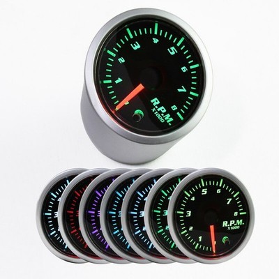 0-8000RPM Tacho Tachometer Gauge 2'' 54mm Car Auto Meter with 7 Colors LED