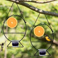 2 Pcs Oriole Bird Feeders, Outdoor Bird Feeder with Orange Fruit Holder and G