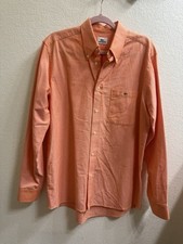 Lacoste Vtg Men's Long Sleeve Button Down Shirt Regular Fit, Peach Size 40 M