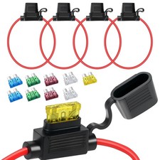 4 Pack 12 AWG Inline Fuse Holder 11.8 Inch 12V ATC/ATO Blade Fuse Holder with...
