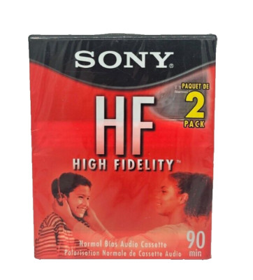 2 Pack Sony HF High FI Fidelity Normal Bias Audio Cassette 90 minutes New Sealed