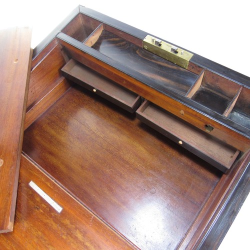 Antique Walnut Lap -Desk Victorian c1850 Brass Bound Edges New Leather Restored - Picture 11 of 16