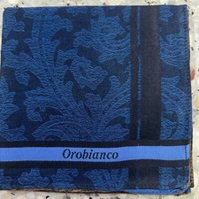 BROWN  BLUE PAISLEYS ART CLASSIC HANDKERCHIEF COTTON MEN POCKET SQUARE 18" M92