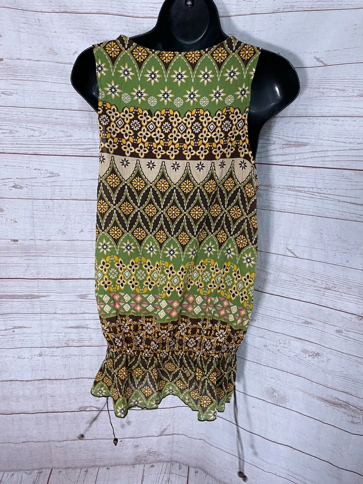 Blusa Twenty One para mujer sin mangas encaje crochet ribete marrón-verde floral talla M Foto 3 de 4