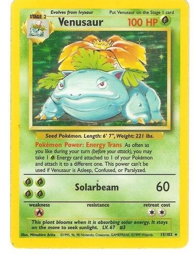Original 1999 Venusaur Holographic Pokemon Card #15/102 | eBay