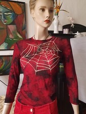 Damen Oberteil Rot-Schwarz "Boyco" goldene Spinne Netz Größe 36/38 Spider woman
