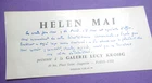 HELEN MAI Autograph Signed 1965 PAINTER GALLERY LUCY KROHG ABSTRACT ART Rare