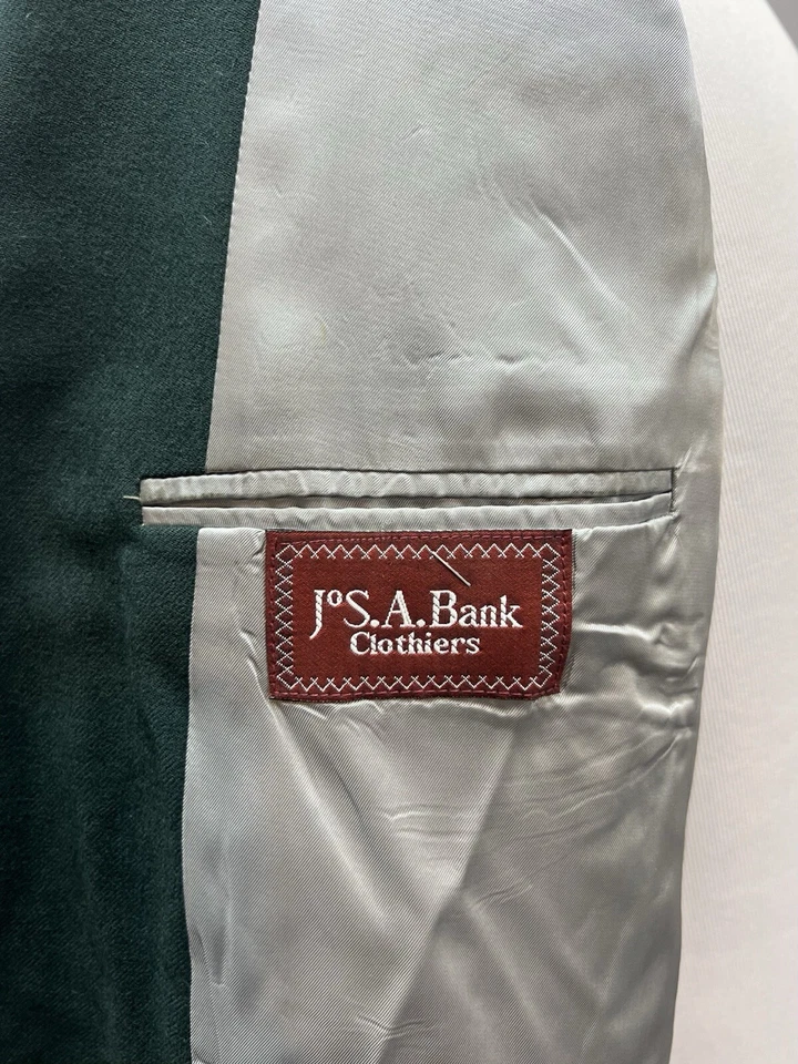 Jos. A. Jaqueta Blazer Bank Vintage Masculina 40R Ouro Verde Escuro 3 Botões Casaco Esportivo - Imagem 4 de 4