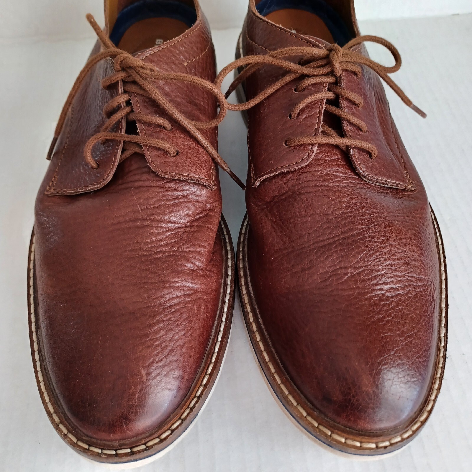 SAOLA Bostonian Brown Oxford Shoes SOFT leather Stitched Sole 7.5 M Cushioned