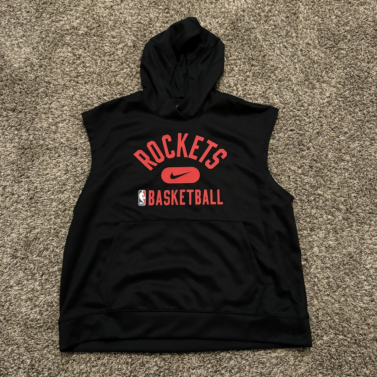 Nike NBA Houston Rockets Dri-Fit Black Sleeveless Warm up Hoodie