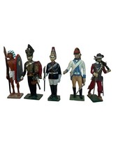Cast Iron Metal Soldier Set Of 5 Hand-Painted Figurines Napoleon Blue & Royal