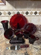 Avon Red CAPE COD•Butter Dish~Pie Server~Sugar Bowl~Creamer~Plates~Saucer~U Pick