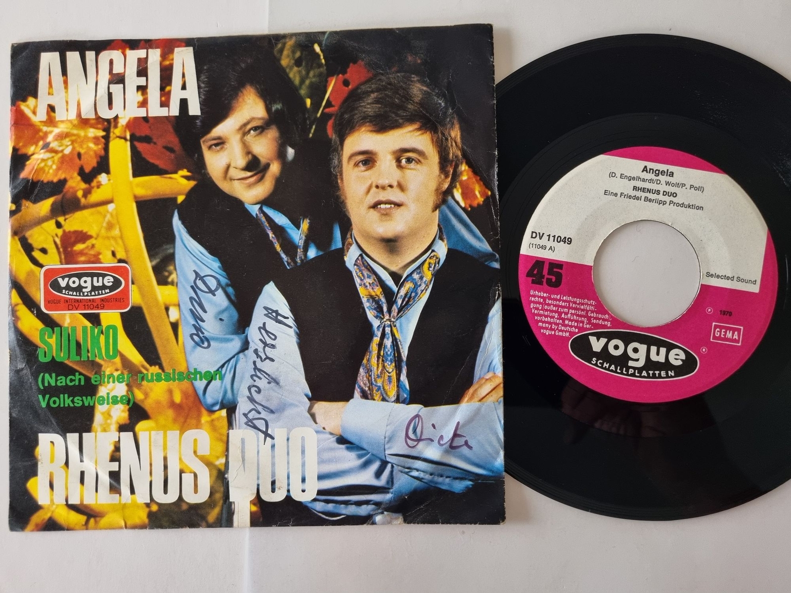 Rhenus Duo - Angela 7'' Vinyl Germany SIGNIERT MIT AUTOGRAMM