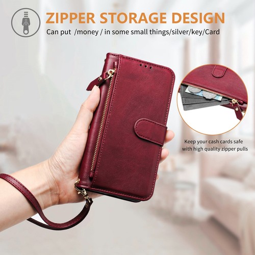 PU Leather Folio Stand Wallet Zipper Case+Strap For Moto G Power/Stylua 5G 2025  - Bild 21 von 66