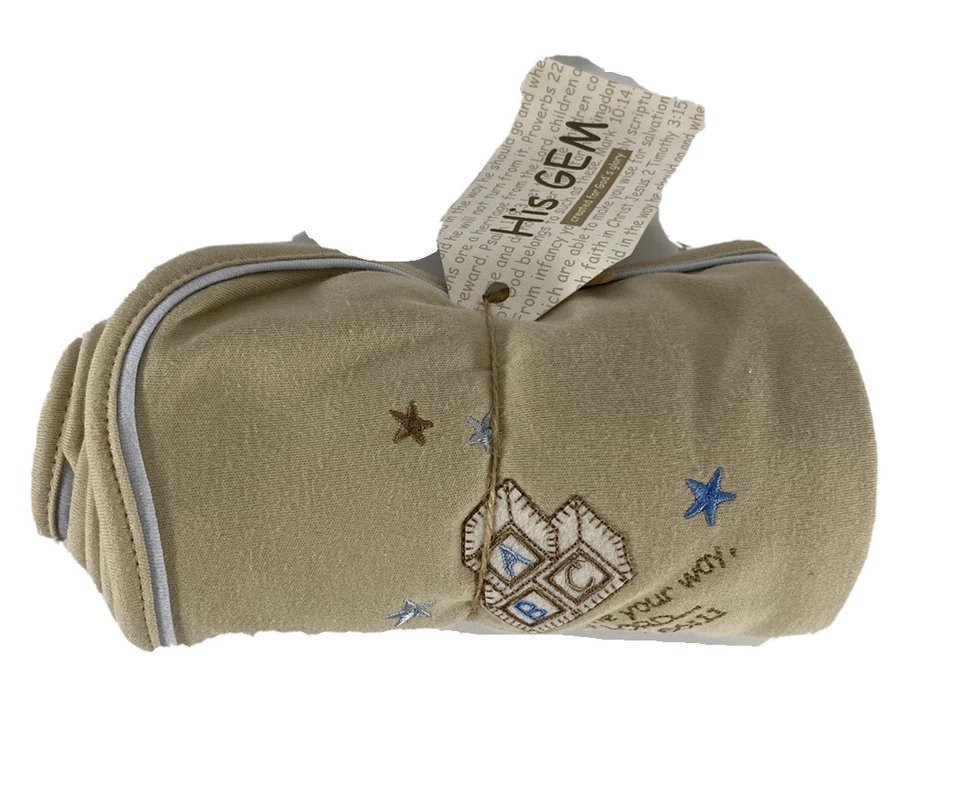 Manta para bebé His Gem Salmo 86:11 Teach Me Your Way marrón azul ABC seguridad Lovey Foto 2 de 4