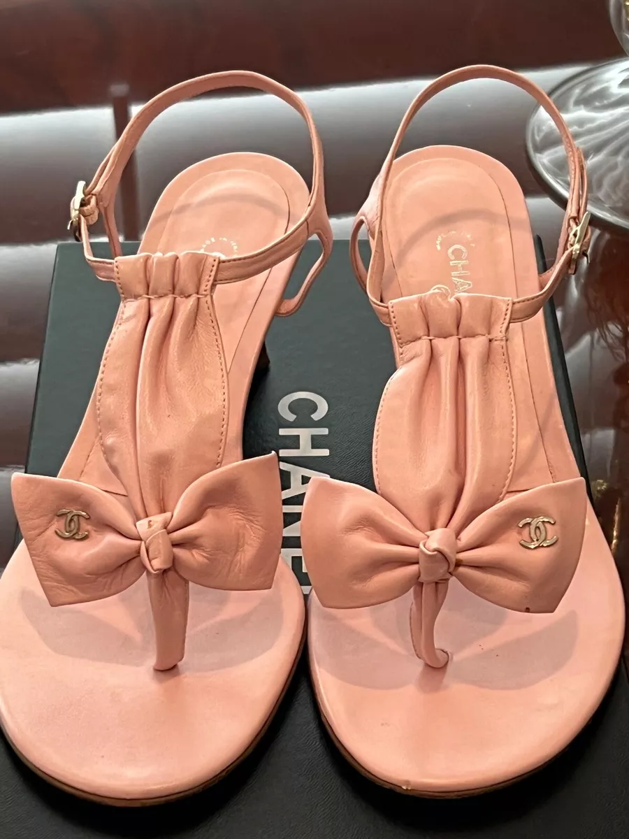CHANEL VINTAGE THONGS PINK SANDALS SIZE 38 eBay