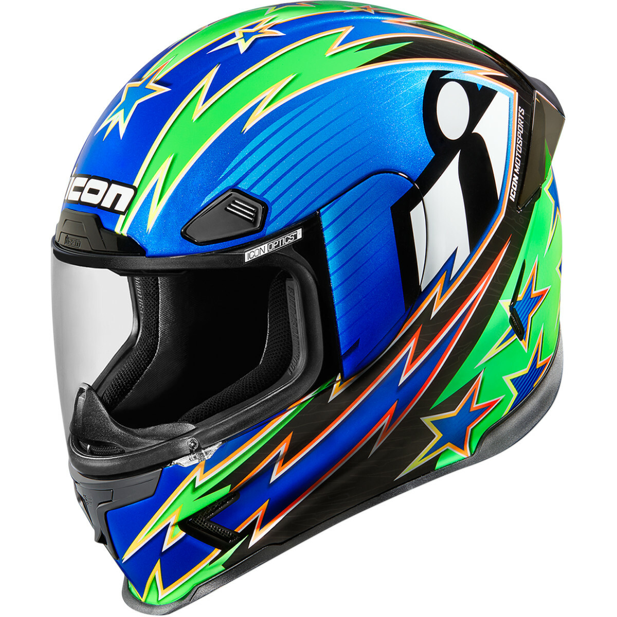 ICON AIRFRAME PRO WARBIRD BLUE GREEN RACE MOTORCYCLE CRASH HELMET