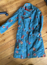 St-martins Stunning Warm Floral Cord Coat Sz 10-12 (m)