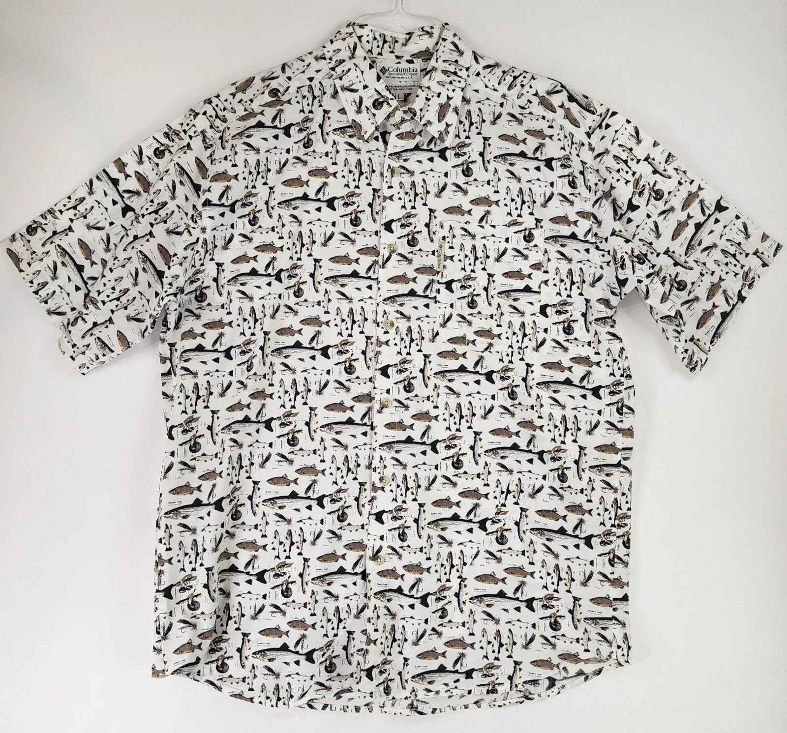 Columbia Shirt Mens Large White Casual Dadcore Outdoor Fishing Sportswear