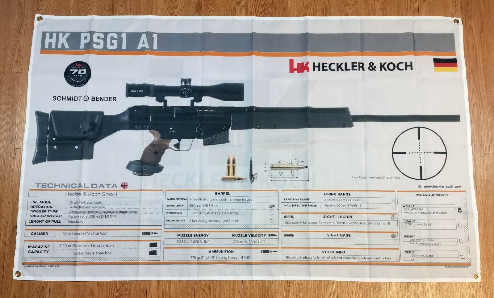 HK PSG1 HECKLER & KOCH Banner 3x5ft Poster Rifle Optics Sniper Scoope H&K M531