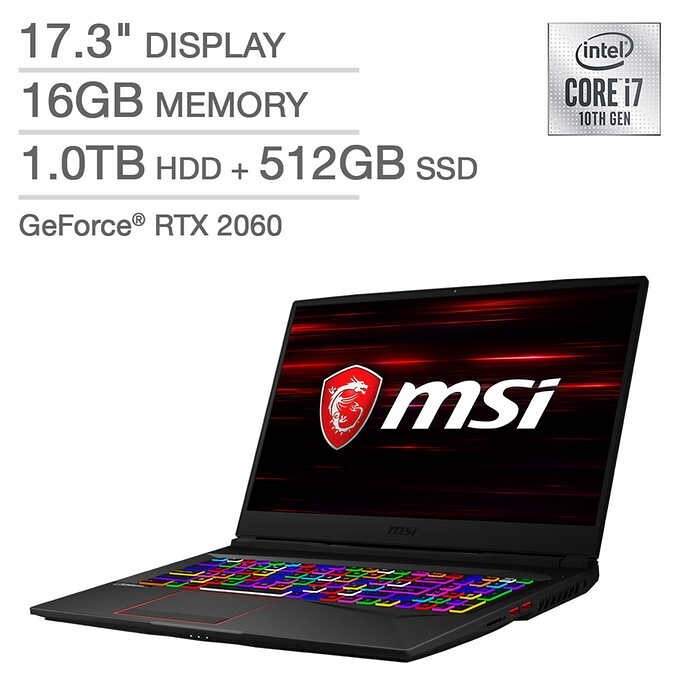 MSI ゲーミングノートi7-10750H 16GB RTX2060 17.3 MSI THIN 17.3-in Gaming Laptop GeForce RTX 2060 GPU Intel Core i7