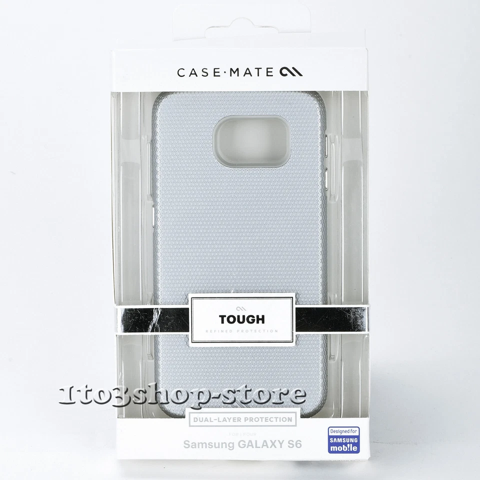 Funda rígida resistente Case Mate de 2 capas cubierta a presión para Samsung Galaxy S6 plateada Foto 4 de 4