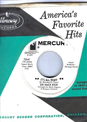 SIR MACK RICE- ''IT'S ALL RIGHT''/''YOU CAN'T LOSE''- MERCURY- PROMO- NORTHERN- NM