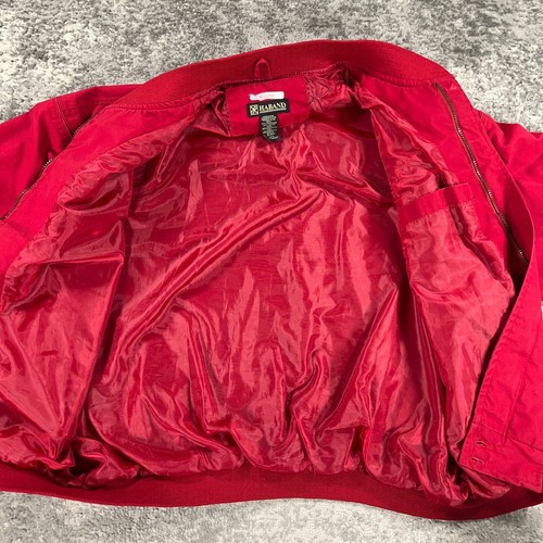 Vintage Haband Jacket Mens Large L Red Bomber Zip Button Collar Y2K Streetwear - Picture 5 of 14