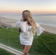 Sz XL House Of CB Matilda Puff Sleeve Corset Dress in White