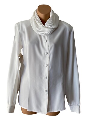 Vintage Designer Eva Laurel New York Ivory Blouse Size 10 Cowl