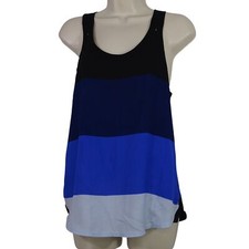 Express Racerback Blue Color Block Tank Top Women Size XS Back Zipper Closure