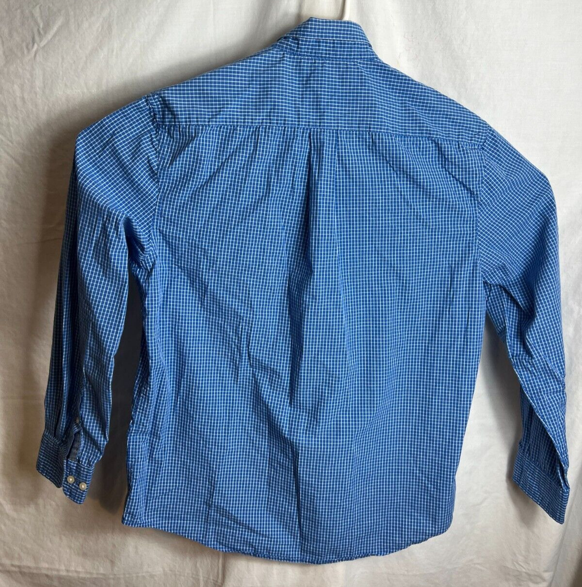 US Polo Association Men Shirt Large Button Down Collar L/S Blue Check Pocket