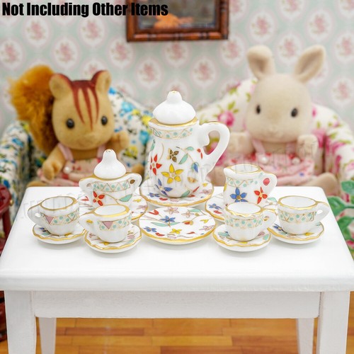 1/12 Miniatur Blume Porzellan Teeservice Geschirr Puppenhaus Küche Zubehör - Bild 6 von 8