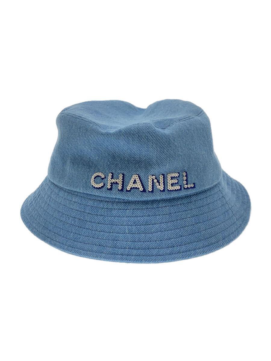 CHANEL 22SS Span Call Logo Denim Bucket Hat Size L Denim IDG