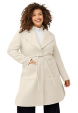 Ellos Women's Plus Size Drawstring Waist Dress Coat