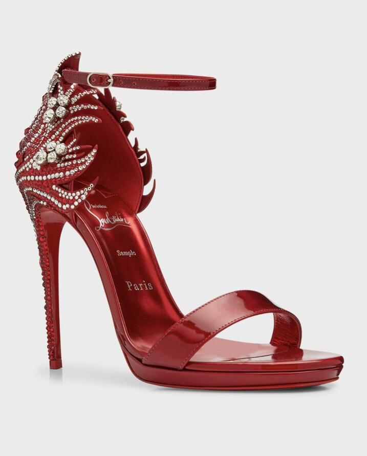 Christian Louboutin Loubi Vega Red 120mm Crystal Embellished Christian Louboutin Loubi Vega Red 120mm Crystal Embellished
