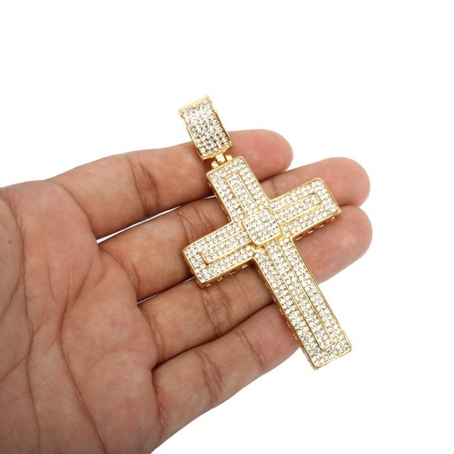 24k Gold Plated Hip Hop Cube Cross 