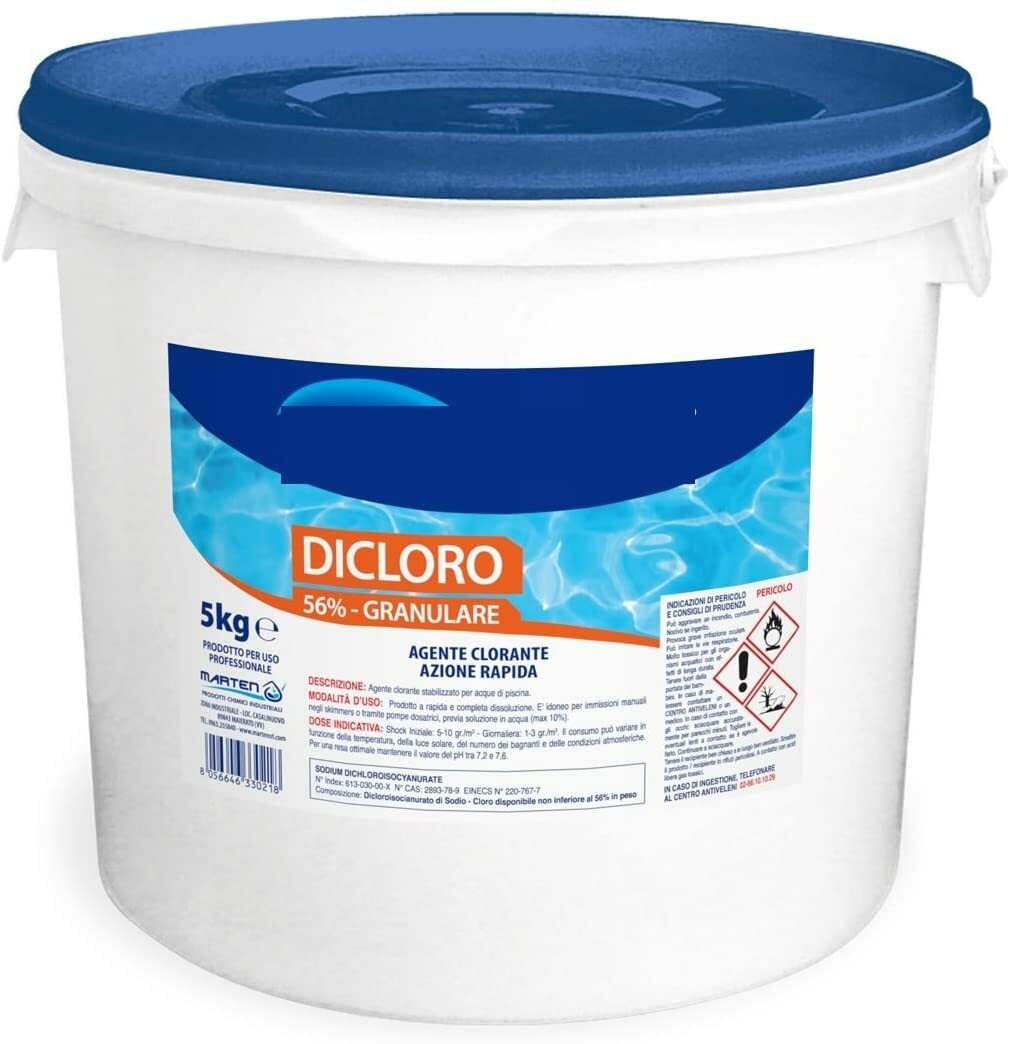 DICLORO GRANULARE PER PISCINE CONFEZIONE DA 5 KG CLORANTE STABILIZZATO AXEL