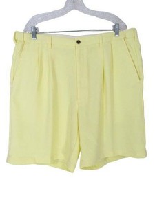 Haggar Yellow Golf Shorts Size 42 Polyester Flat Front Mens | eBay