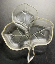 crystal leaf shape sauce deep plate 8”X7”