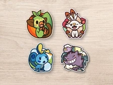 Galar Pokemon Stickers - Set of 4 | Grookey Sticker | Scorbunny Sticker | Sobble