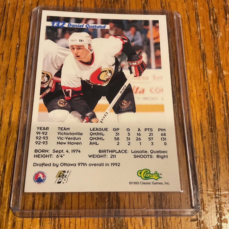 1993 Classic '93 Hockey Draft Daniel Guerard Rookie New Haven Senator #132 Auto - Image 4 of 4