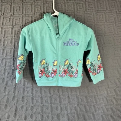 Disney Princess Full Zip Sweater Girls 5 The Little Mermaid Green Hoodie - Image 1 of 4