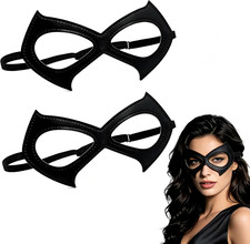2 Pack Cat Mask for Women Halloween Black Masquerade Eye Mask Costume